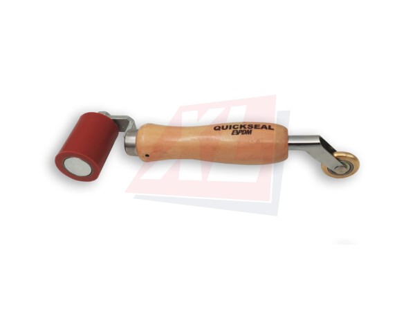 Quickseal aandrukroller combo met messingwiel en houten handvat